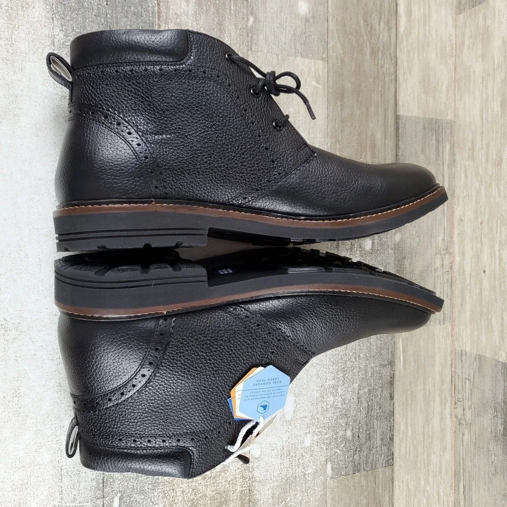 Nunn Bush Ozark II Men Chukka Boot Sz 12 Black Tumbled Leather Lace Up Plain Toe